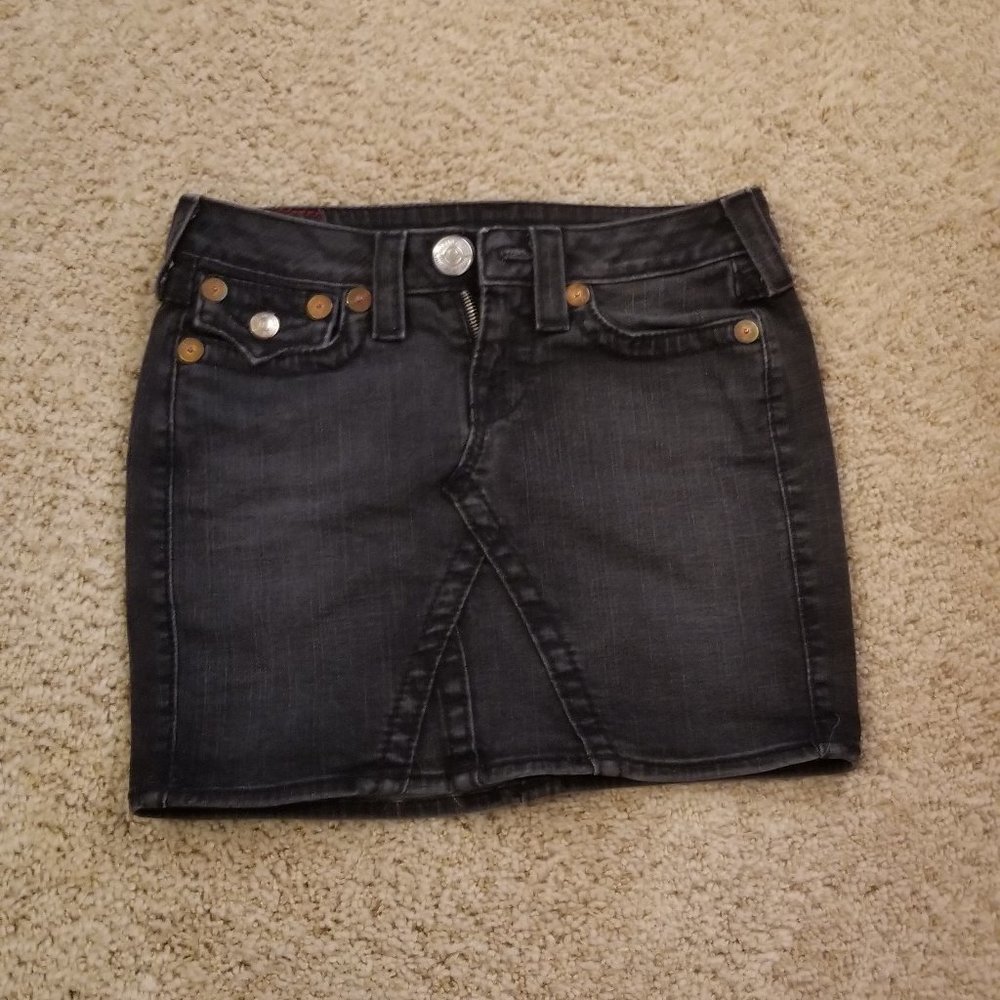 True Religion Black Denim Mini-skirt